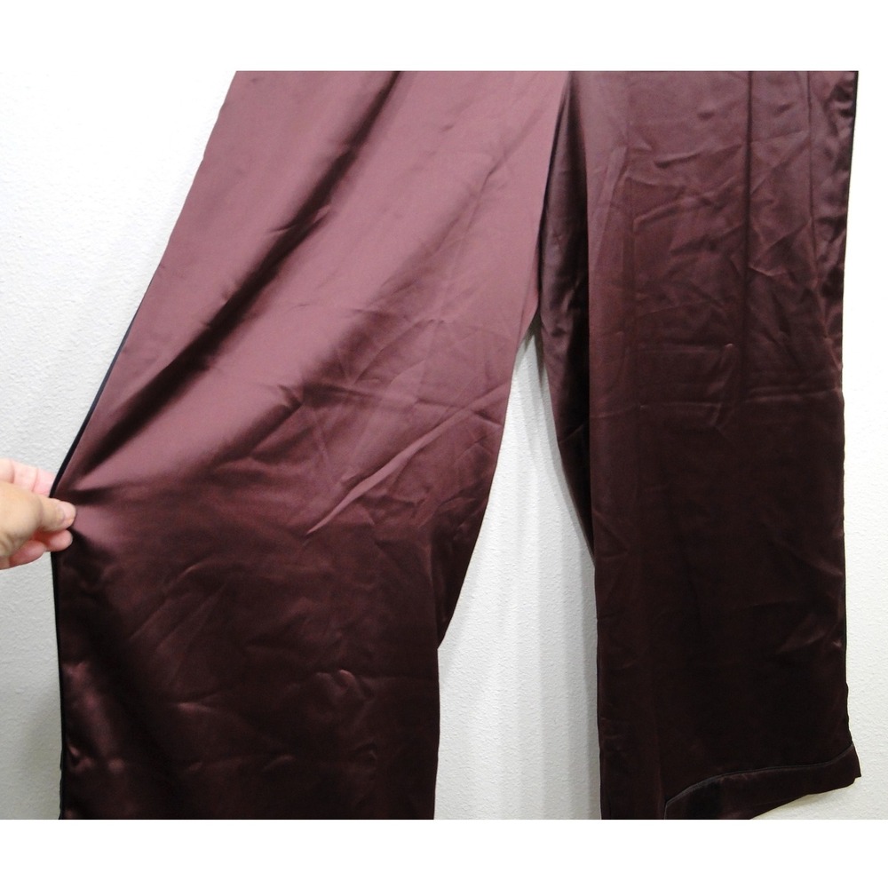 Torrid Wide Leg Streaky Satin High Rise Pant Sassafras Burgundy 2T 2 Tall NEW